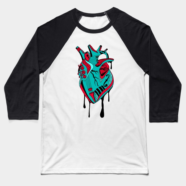 Turqred Musical Heart Baseball T-Shirt by kenallouis